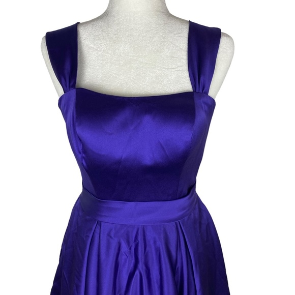 Light in the box formal cocktail satin blue dress size 2-4 US flare - Picture 2 of 14